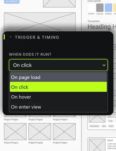 Glopzi trigger timing controls panel